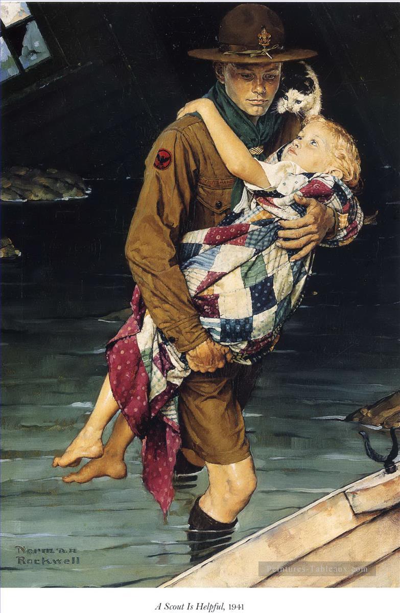スカウトは役に立つ 1941 年 ノーマン ロックウェル油絵